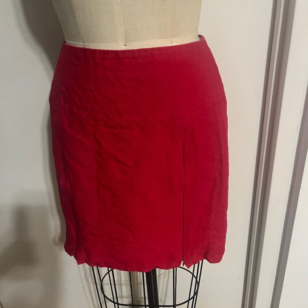 PAUW Red Linen Mini Skirt‎ Size 1 (Small)